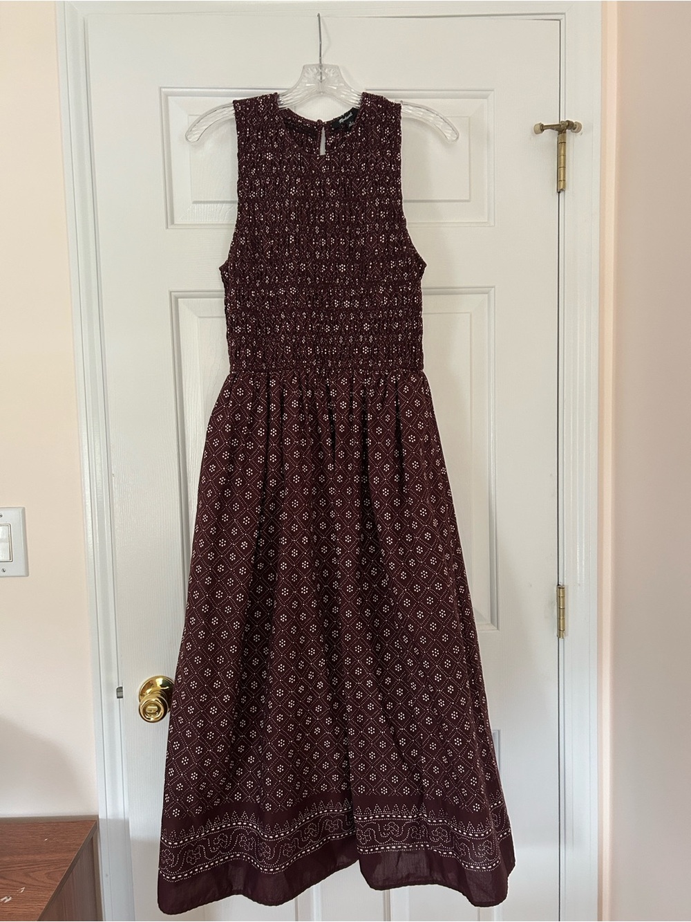 Madewell Melody Smocked Midi Dress in Daisy Print/Dusty Plum